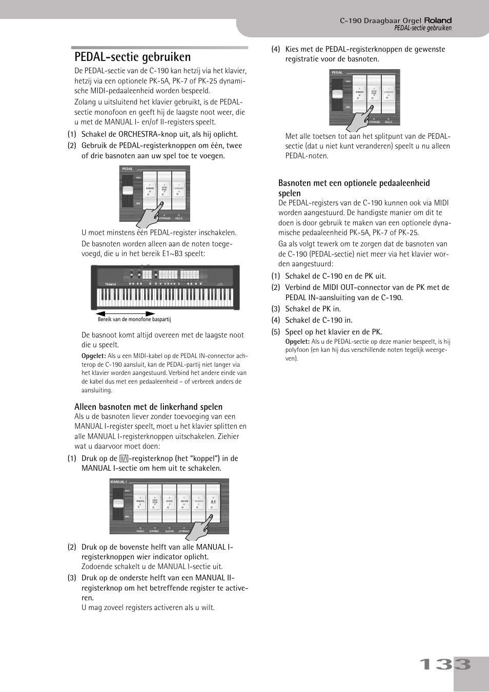 Pedal-sectie gebruiken | Roland C-190 User Manual | Page 133 / 152