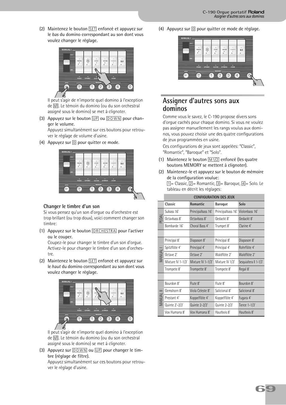 Assigner d’autres sons aux dominos | Roland C-190 User Manual | Page 69 / 152