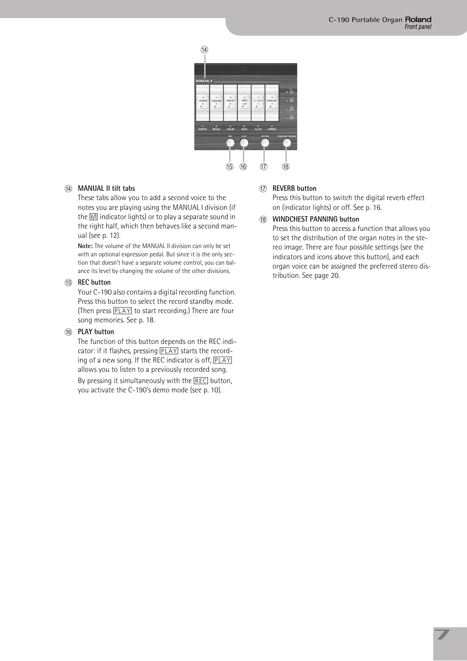 Roland C-190 User Manual | Page 7 / 152