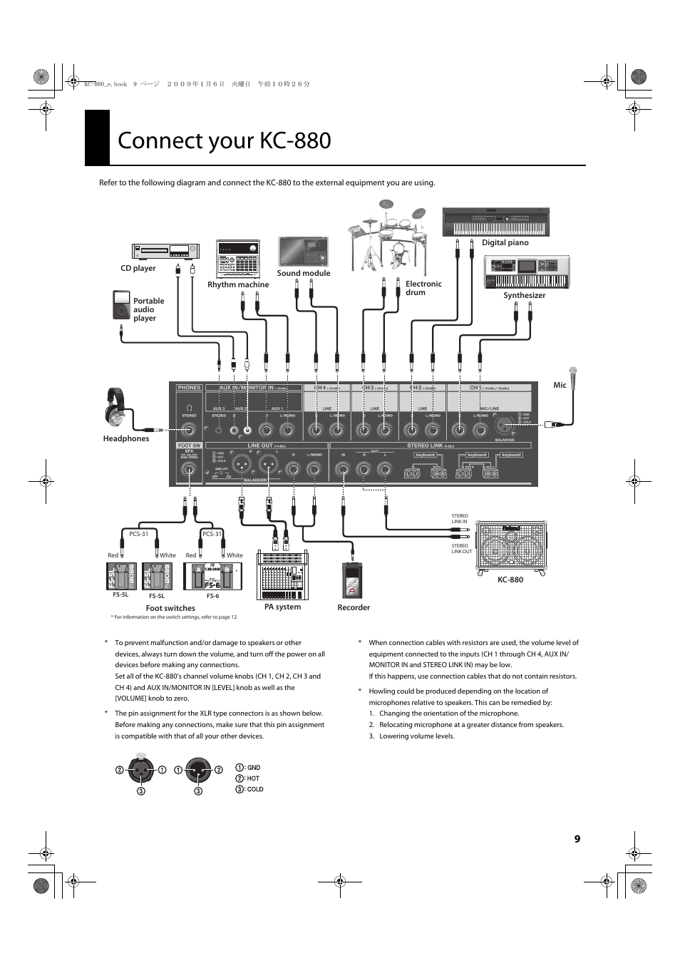 Connect your kc-880 | Roland KC-880 User Manual | Page 9 / 20