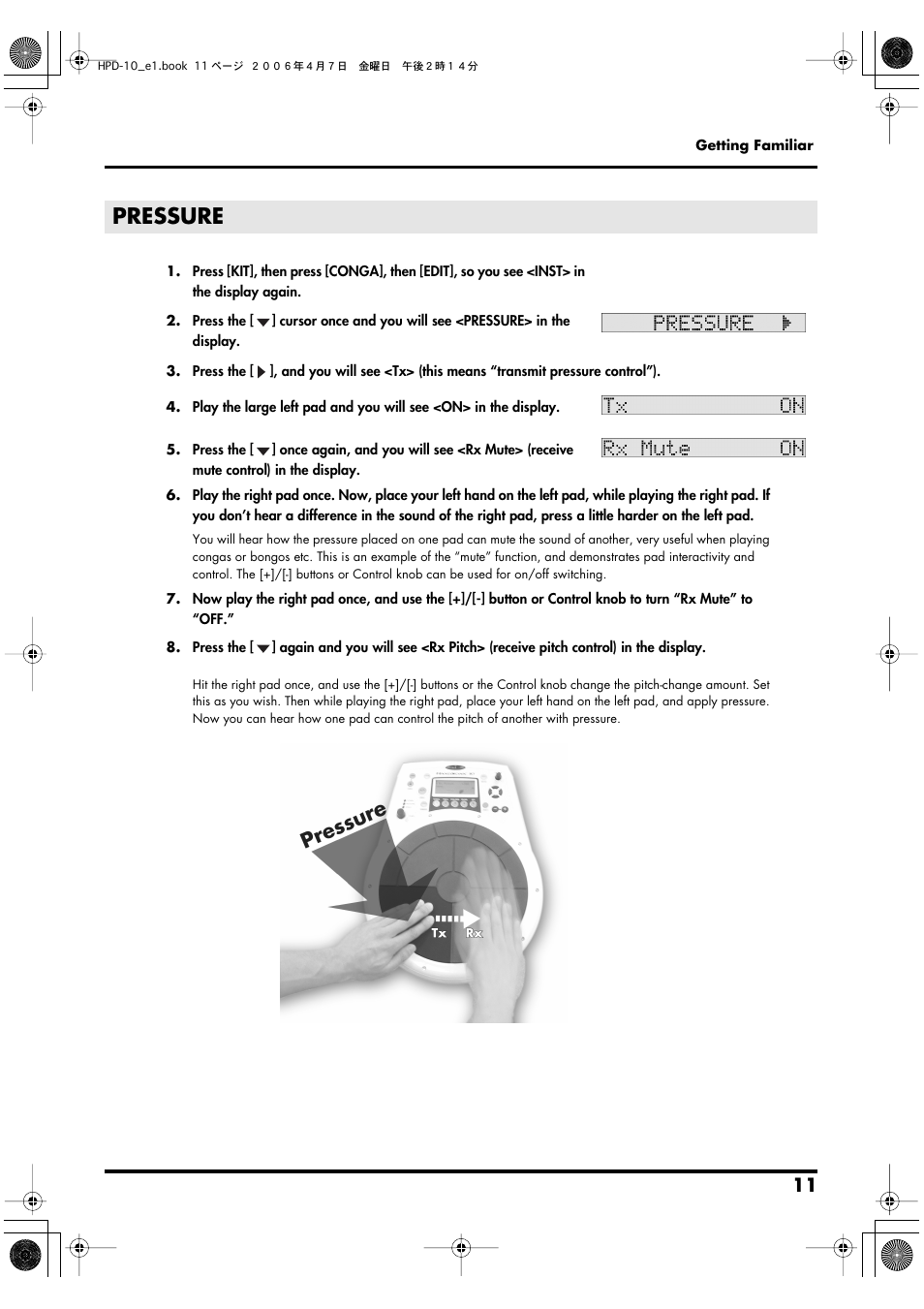 Pressure | Roland HandSonic 10 User Manual | Page 13 / 56