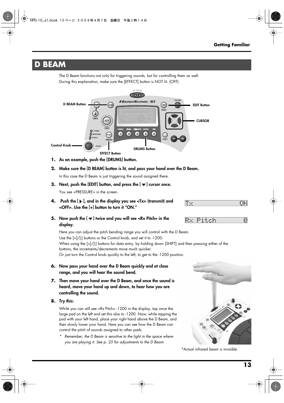 D beam | Roland HandSonic 10 User Manual | Page 15 / 56