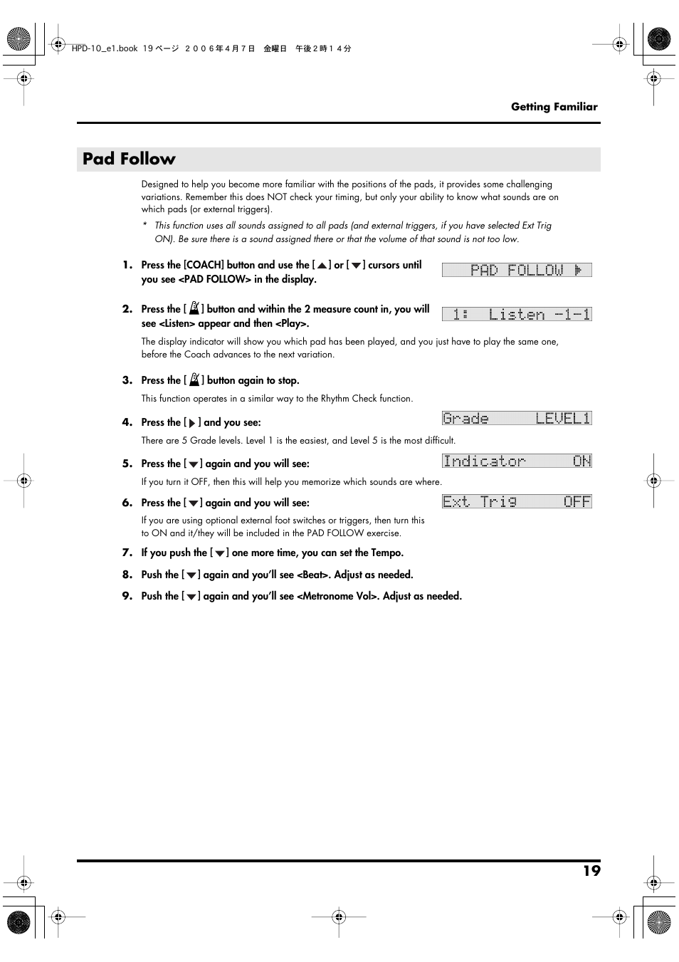 Pad follow | Roland HandSonic 10 User Manual | Page 21 / 56