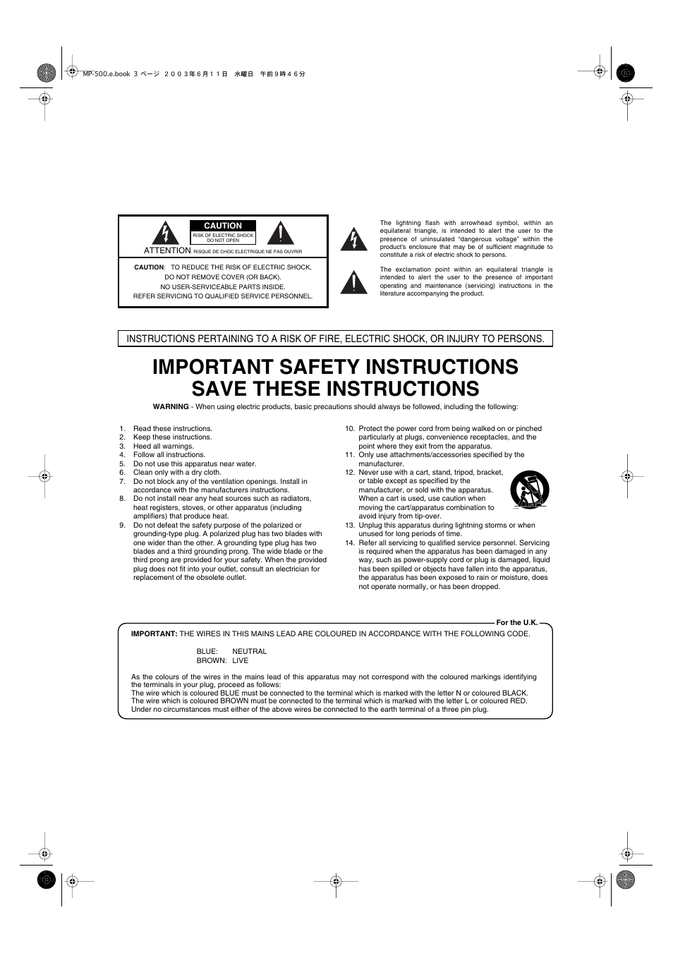 Roland MP-500 User Manual | Page 3 / 44