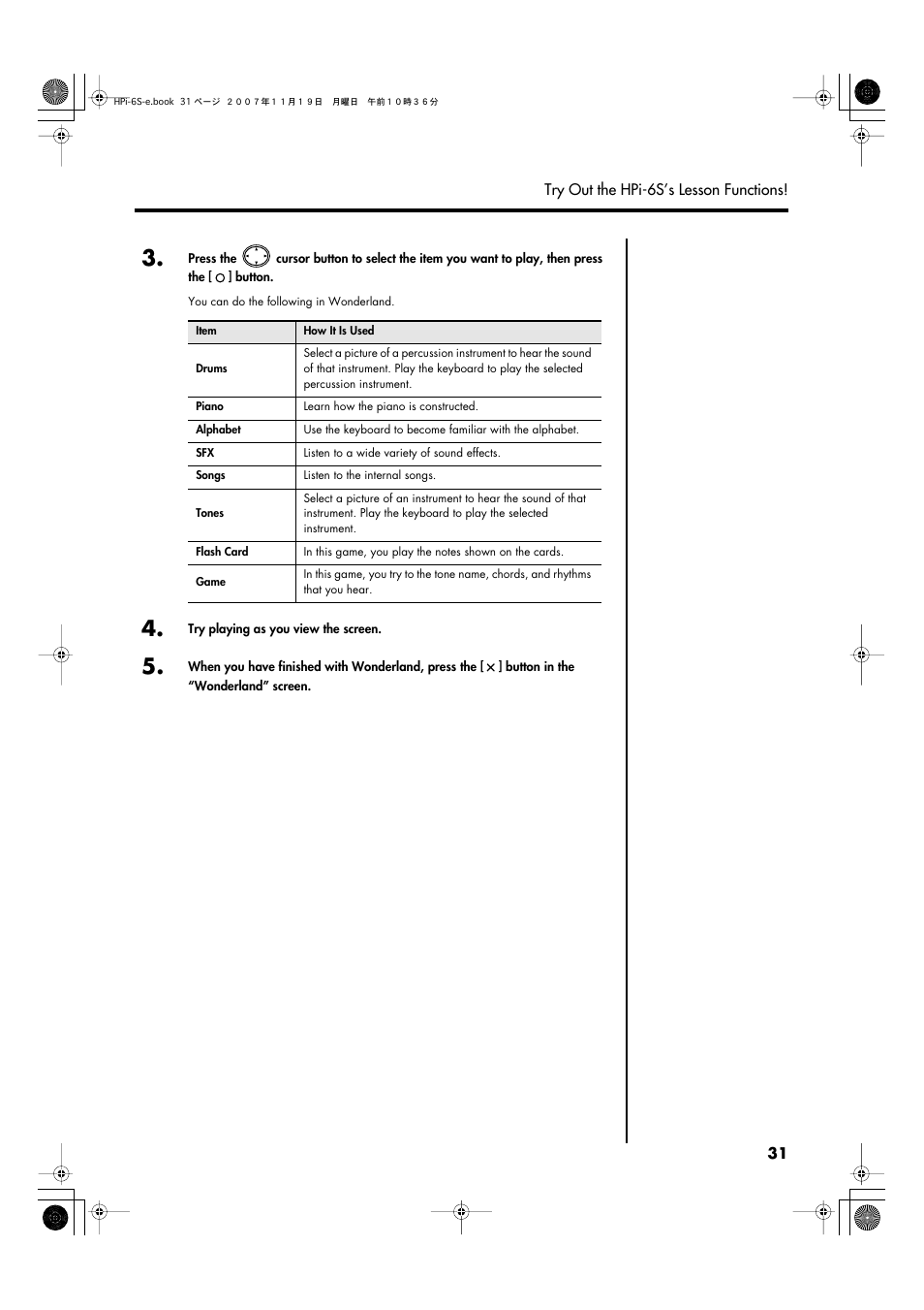 Roland HPi-6s User Manual | Page 31 / 136