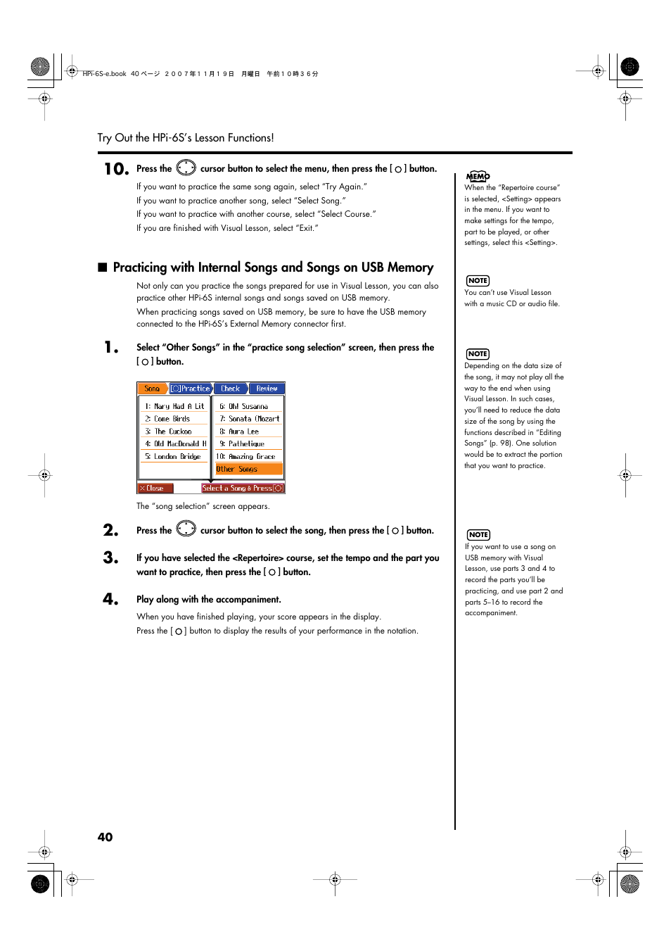 P. 40) | Roland HPi-6s User Manual | Page 40 / 136
