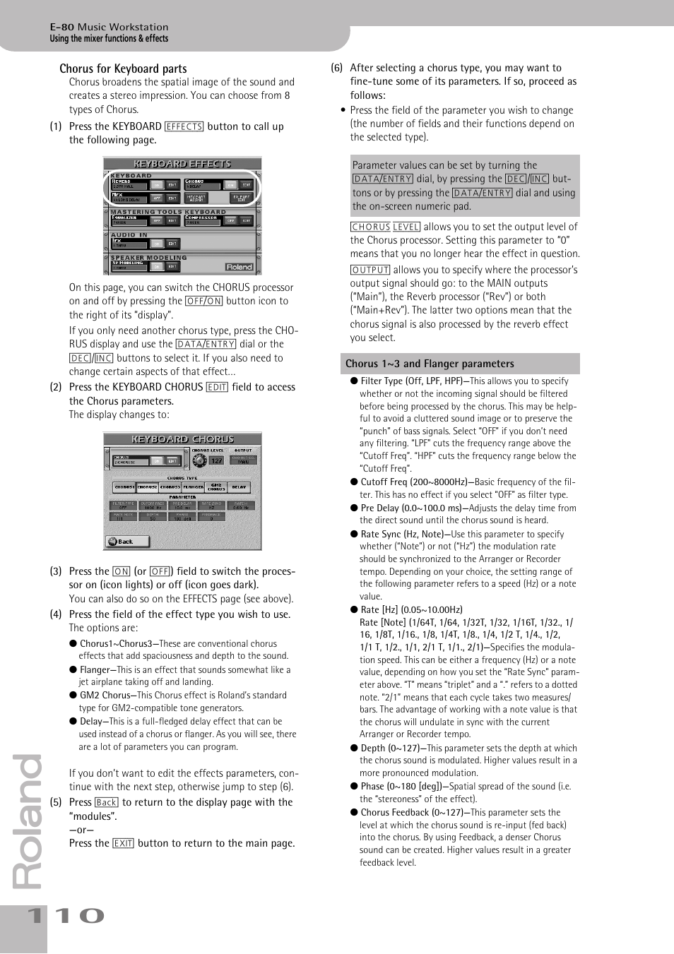 Chorus for keyboard parts | Roland E-80 User Manual | Page 110 / 284
