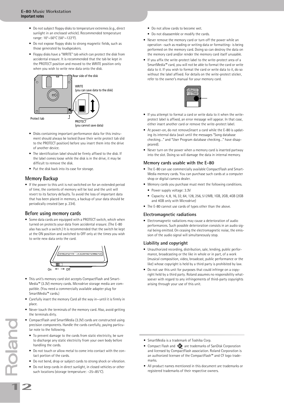 Roland E-80 User Manual | Page 12 / 284
