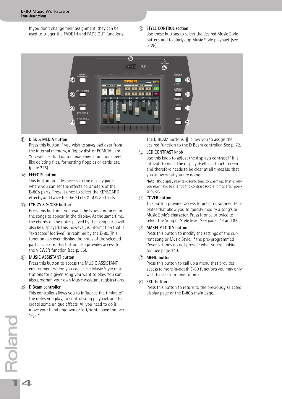 O). see | Roland E-80 User Manual | Page 14 / 284