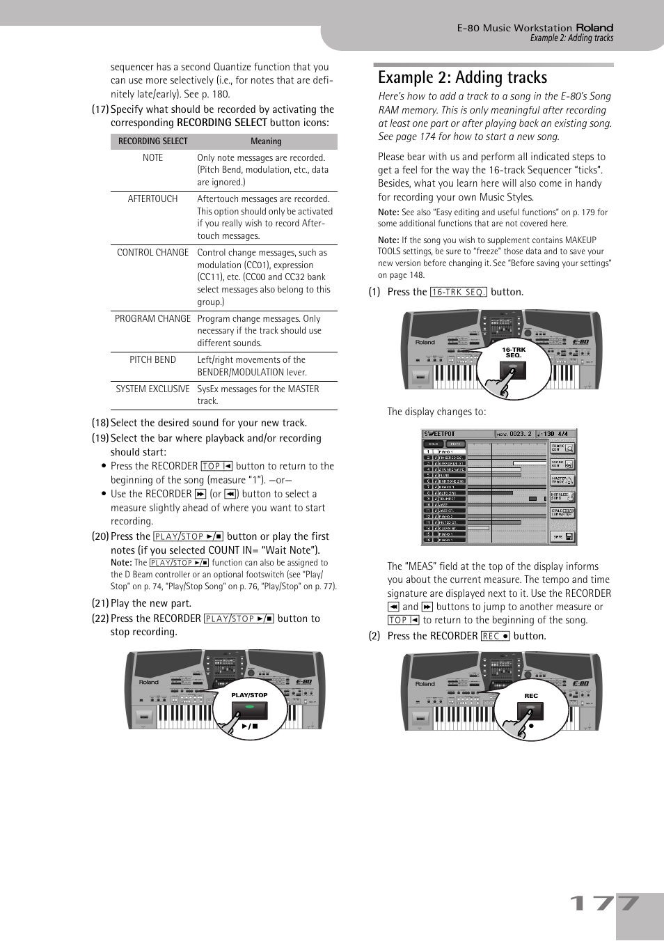 Example 2: adding tracks | Roland E-80 User Manual | Page 177 / 284