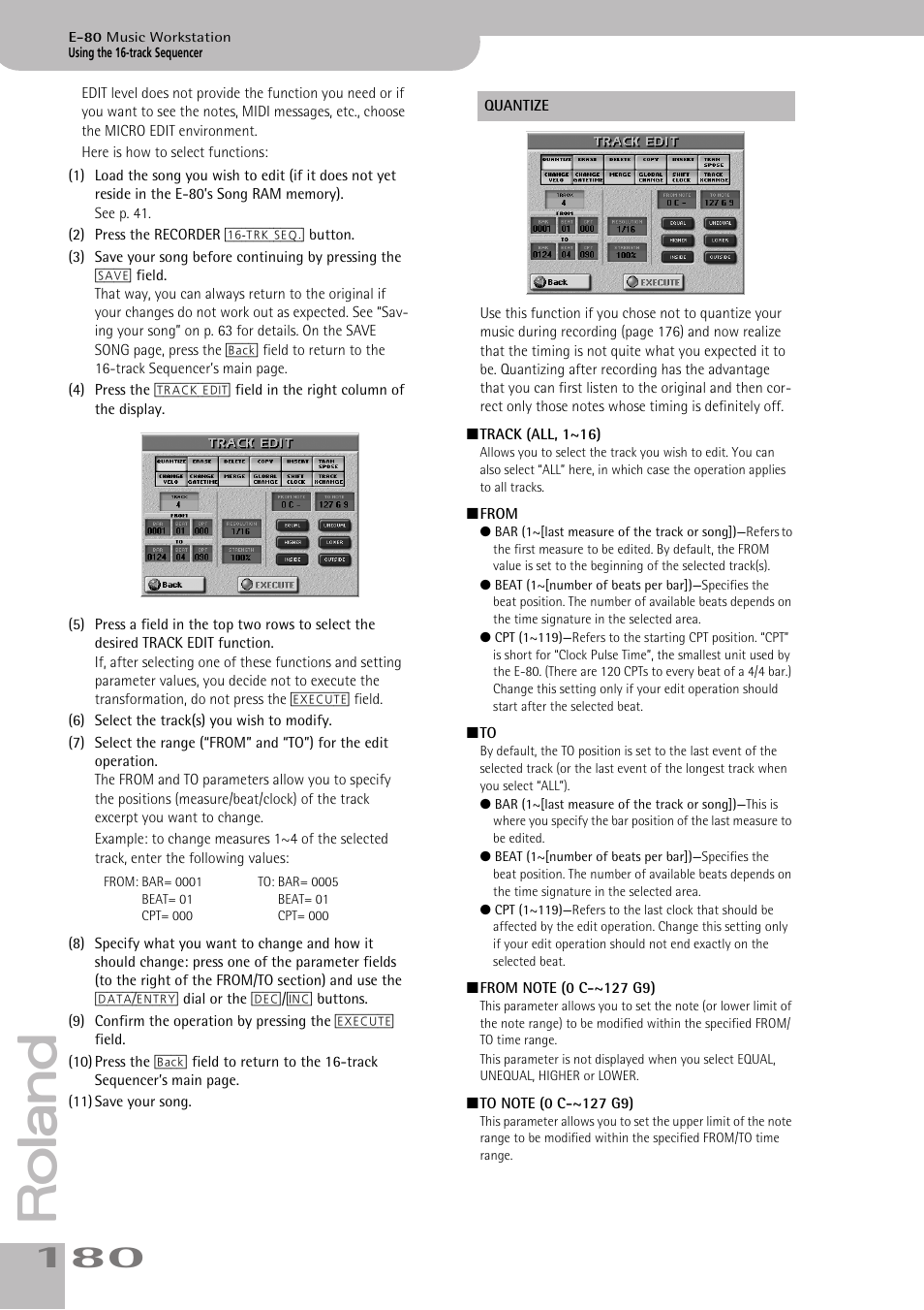 Nitely late/early). see p. 180 | Roland E-80 User Manual | Page 180 / 284