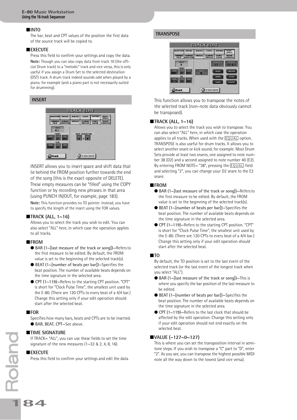 Track (all, 1~16) | Roland E-80 User Manual | Page 184 / 284