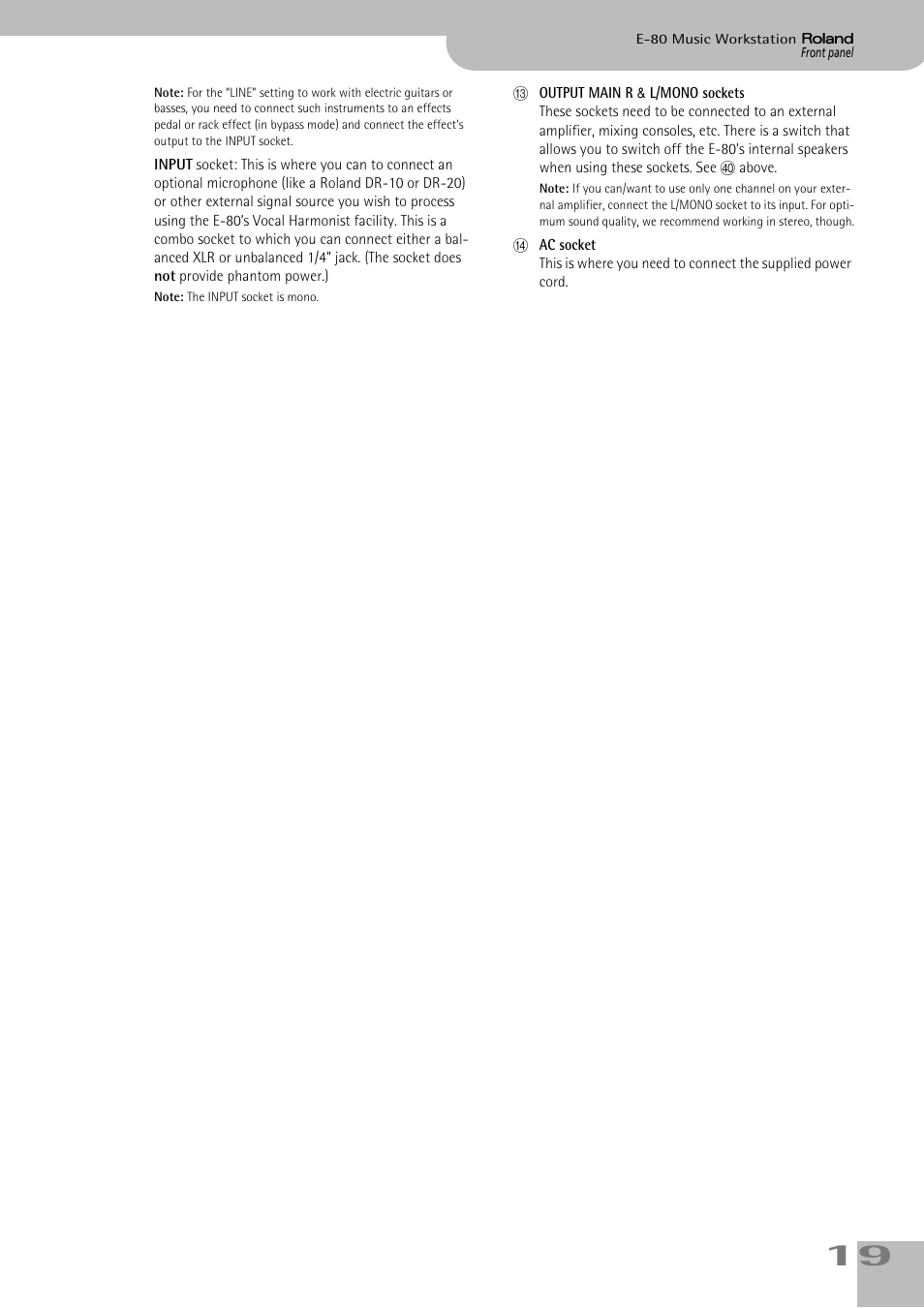 Roland E-80 User Manual | Page 19 / 284