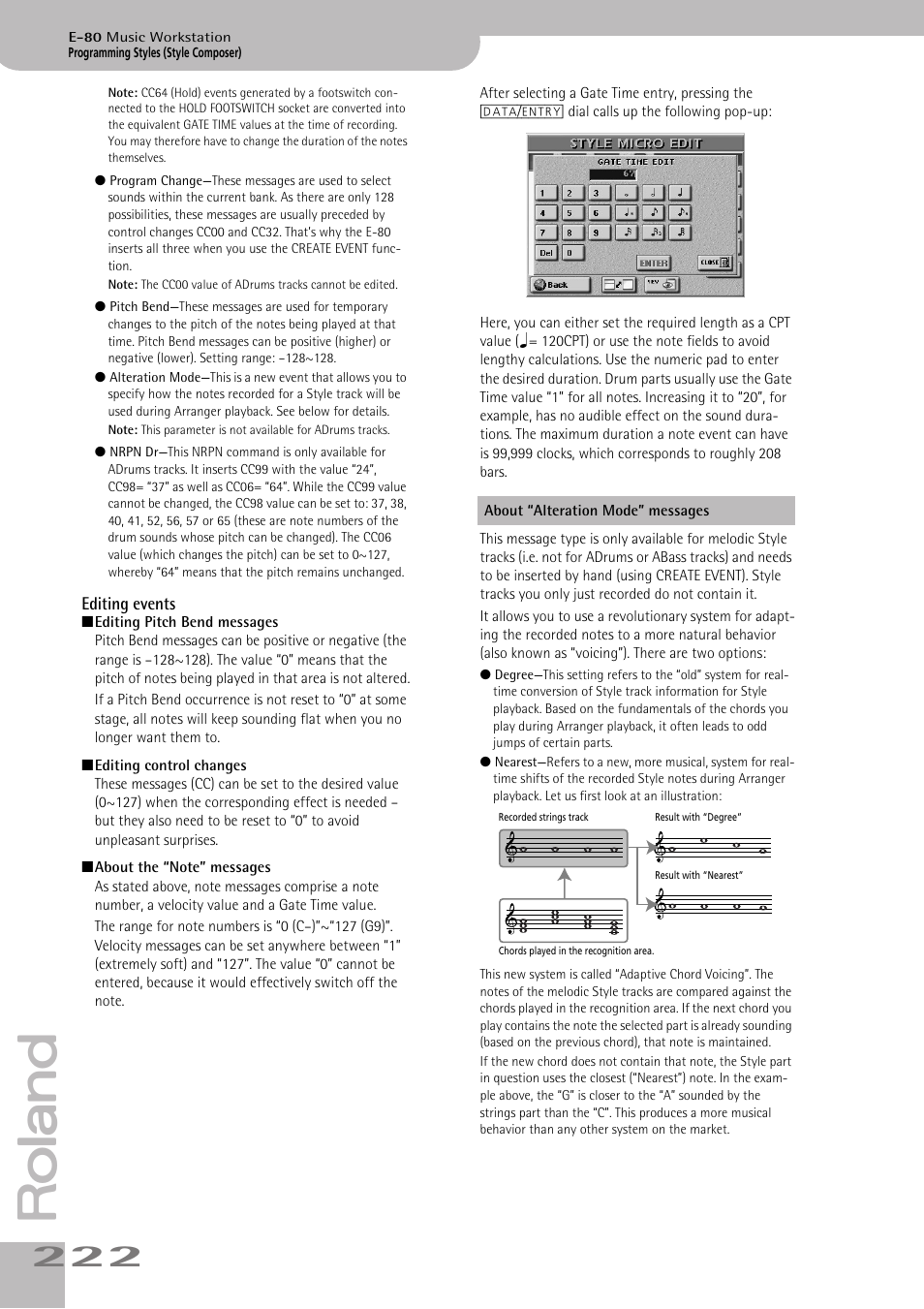 Editing events | Roland E-80 User Manual | Page 222 / 284