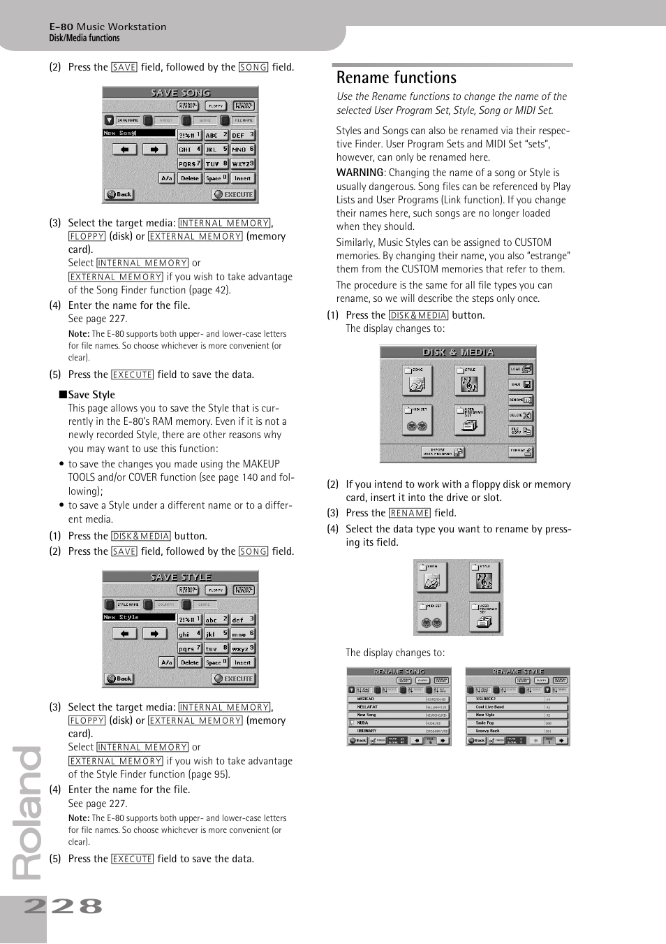 Rename functions | Roland E-80 User Manual | Page 228 / 284