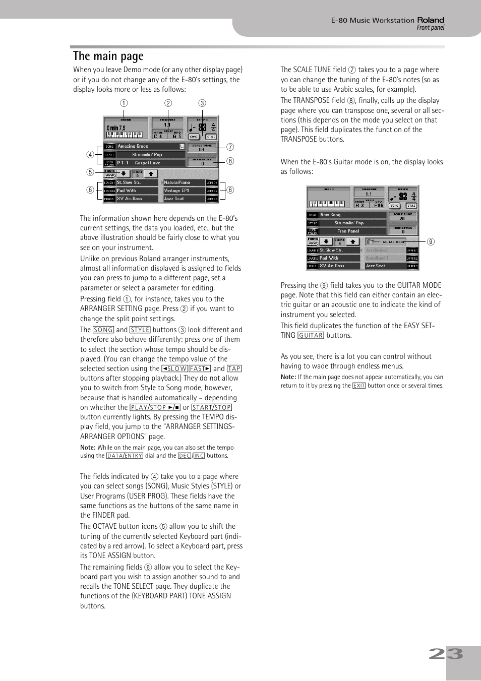 The main page | Roland E-80 User Manual | Page 23 / 284