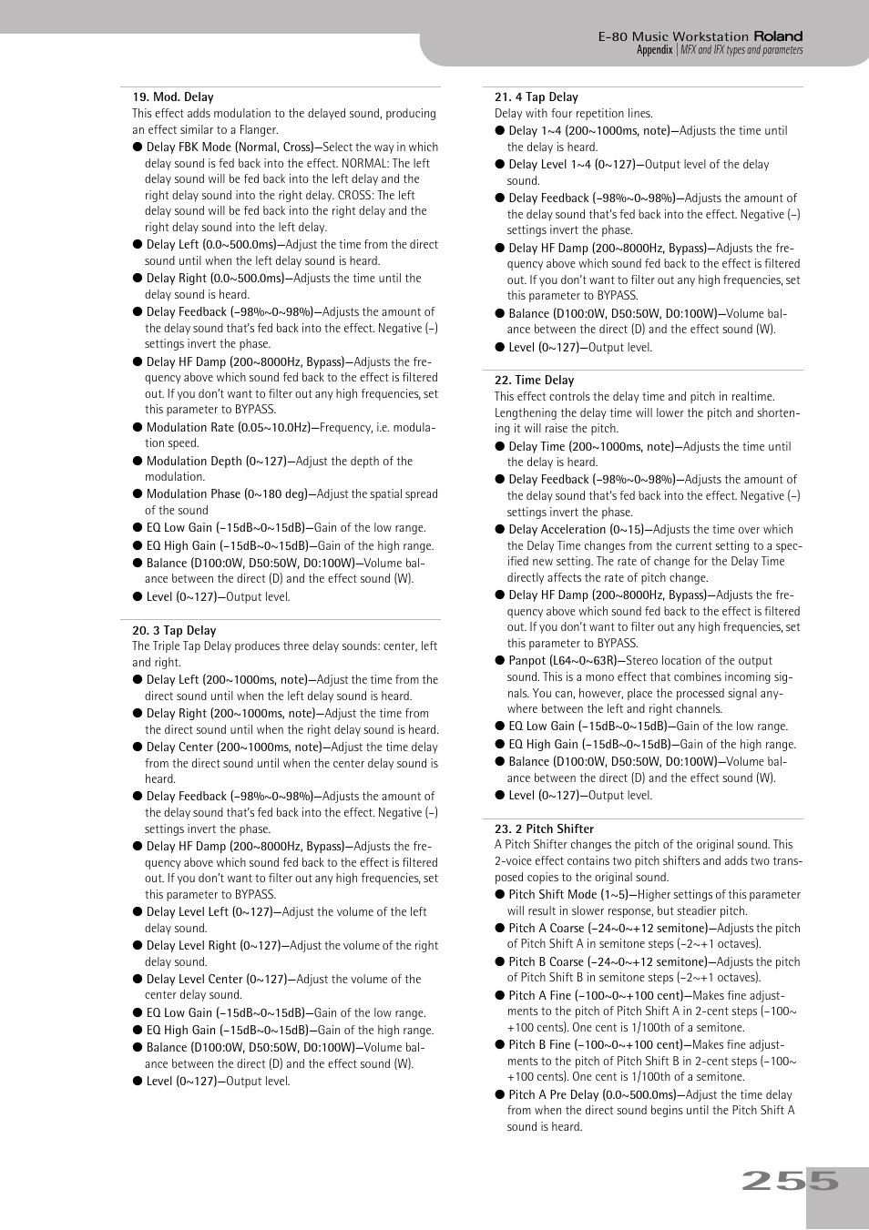 Roland E-80 User Manual | Page 255 / 284