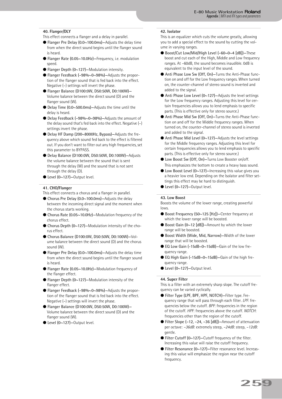 Roland E-80 User Manual | Page 259 / 284