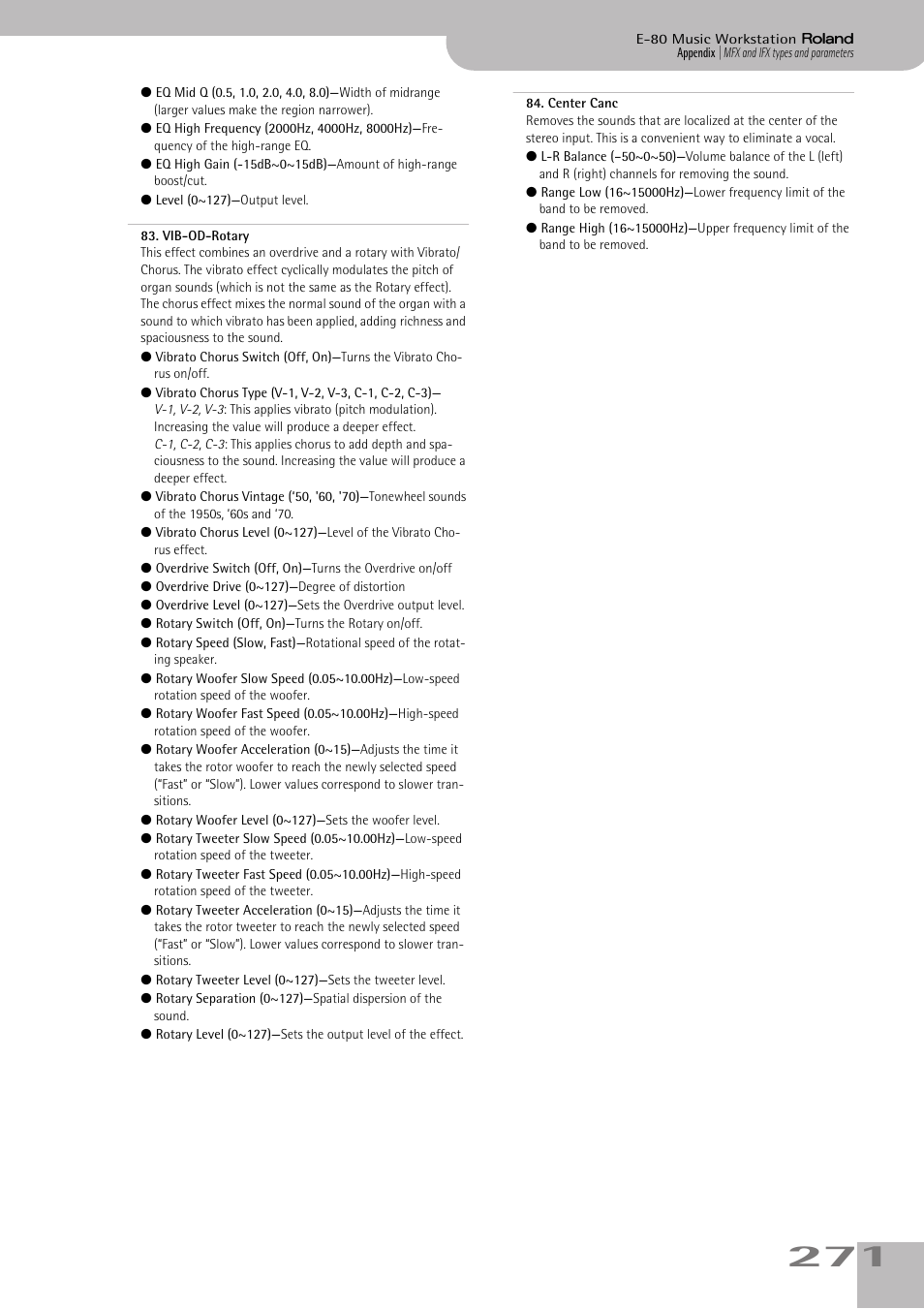 Roland E-80 User Manual | Page 271 / 284