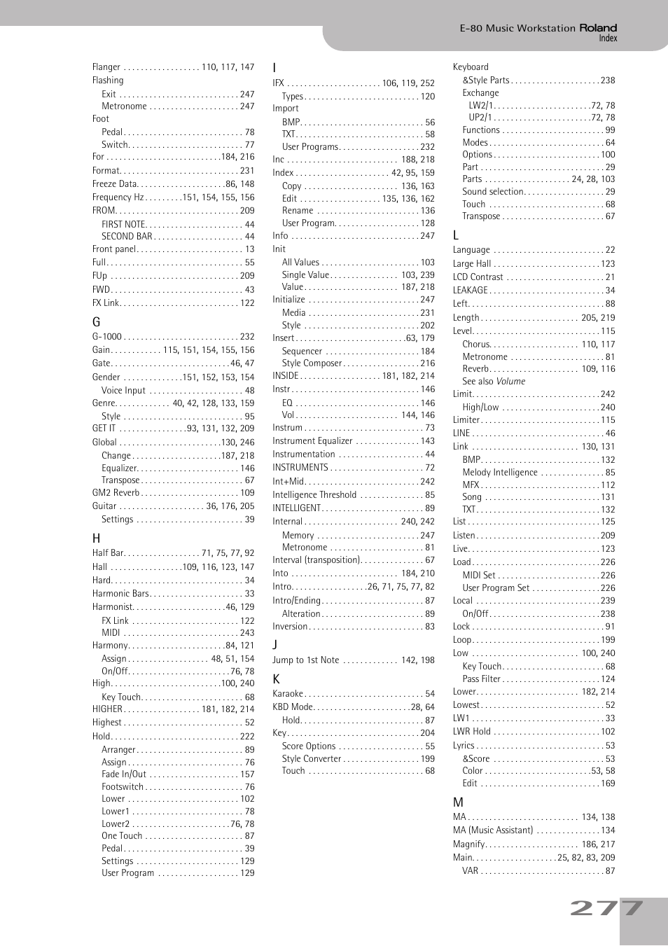 Roland E-80 User Manual | Page 277 / 284
