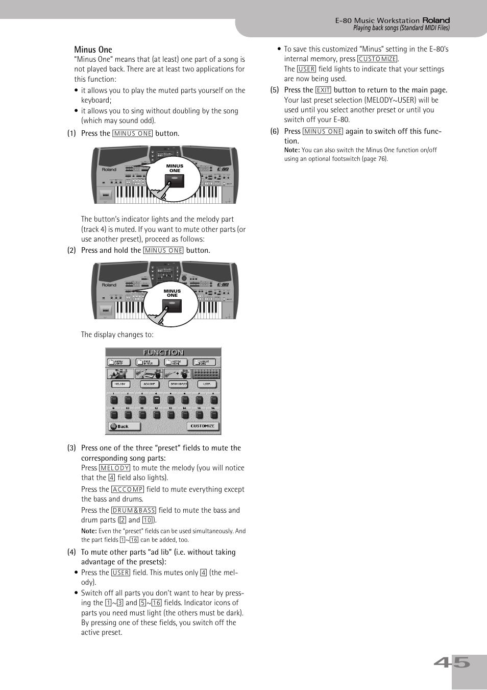 Minus one | Roland E-80 User Manual | Page 45 / 284