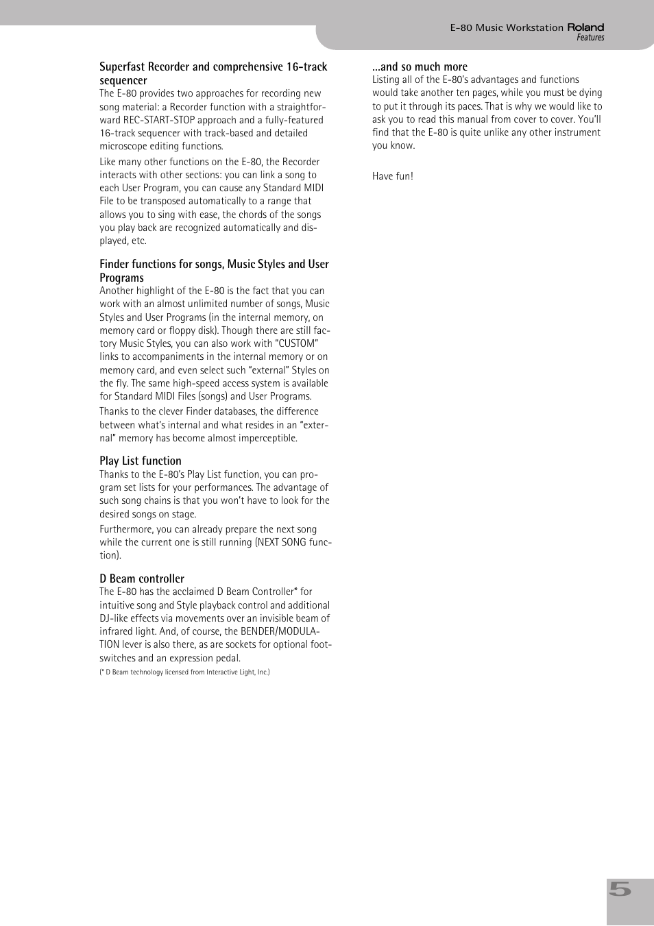 Roland E-80 User Manual | Page 5 / 284