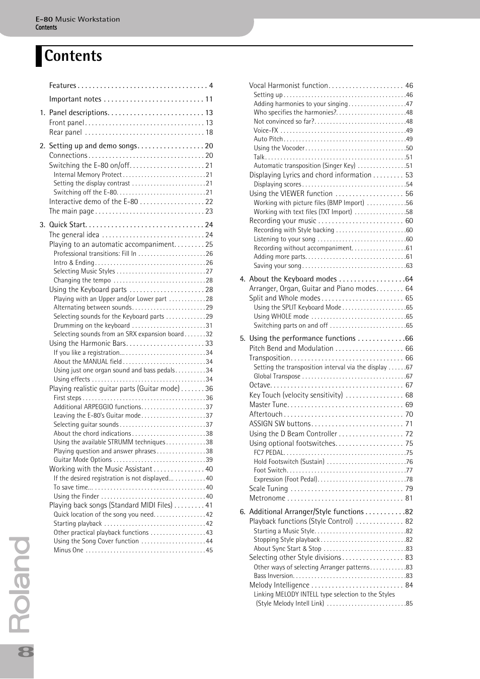 Roland E-80 User Manual | Page 8 / 284