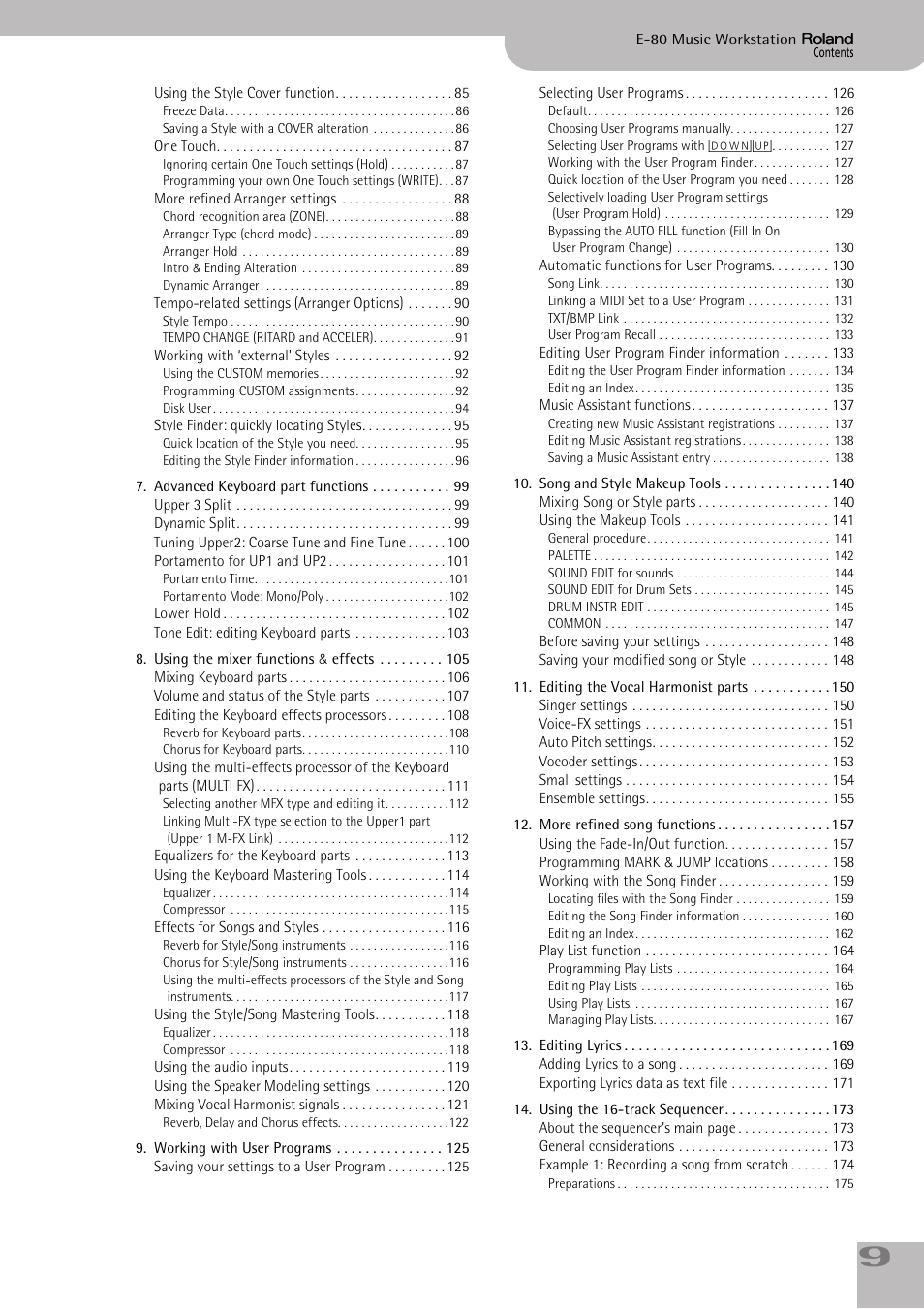 Roland E-80 User Manual | Page 9 / 284