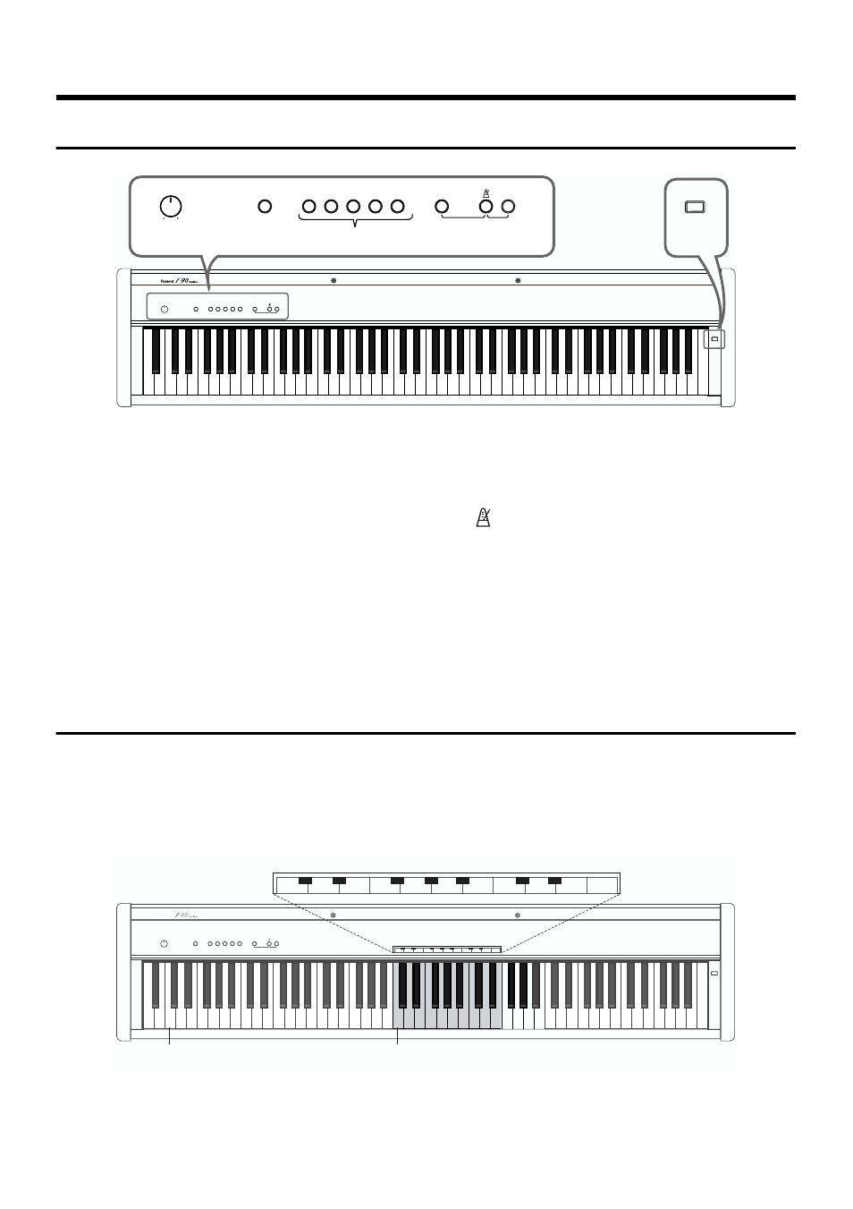 Panel descriptions, Applying the tempo setting sheet, 8introduction | [volume] knob, [reverb] button, Tone buttons, [variation] button, [ (metronome)] button, [demo] button, [power] switch | Roland F-90. User Manual | Page 8 / 32