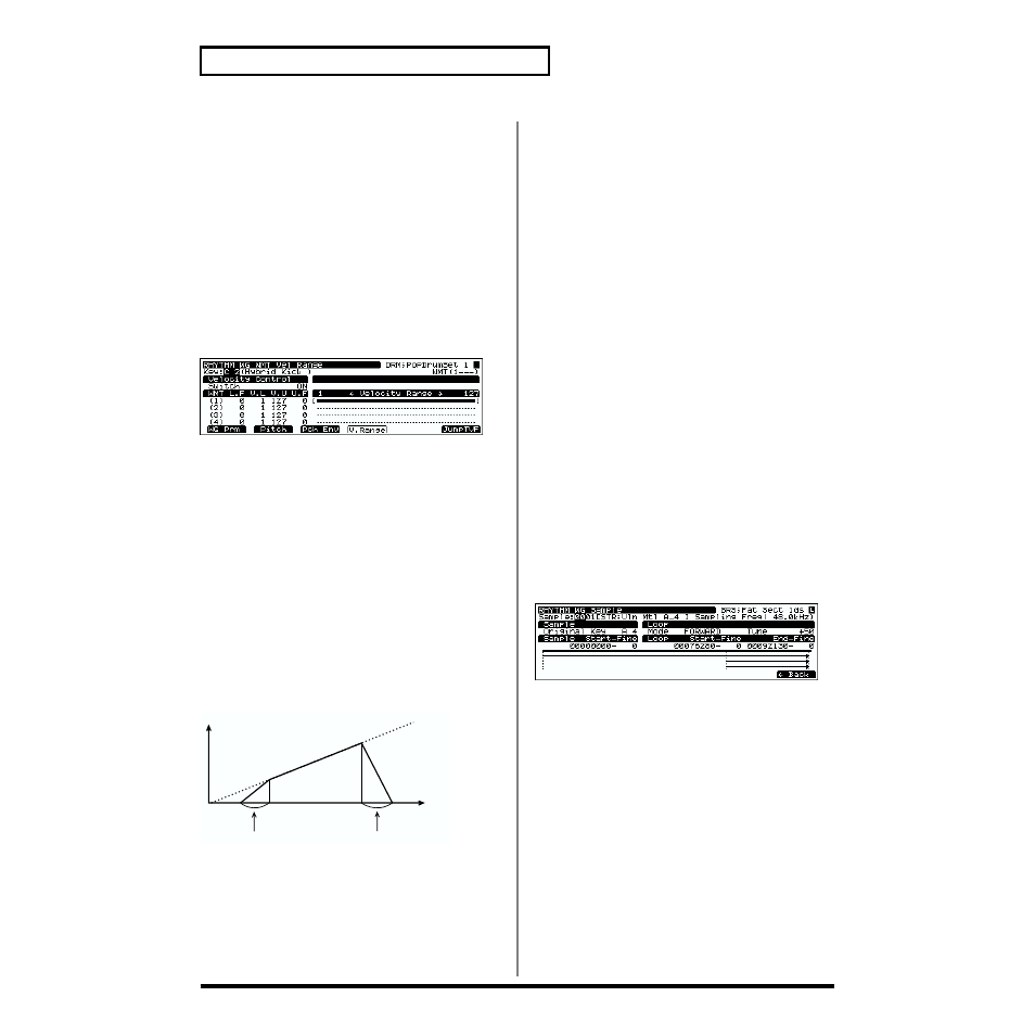 F4 (v.range)] wmt velocity range (p. 174), F5 (sample)] sample edit (p. 174) | Roland XV-5080. User Manual | Page 174 / 312