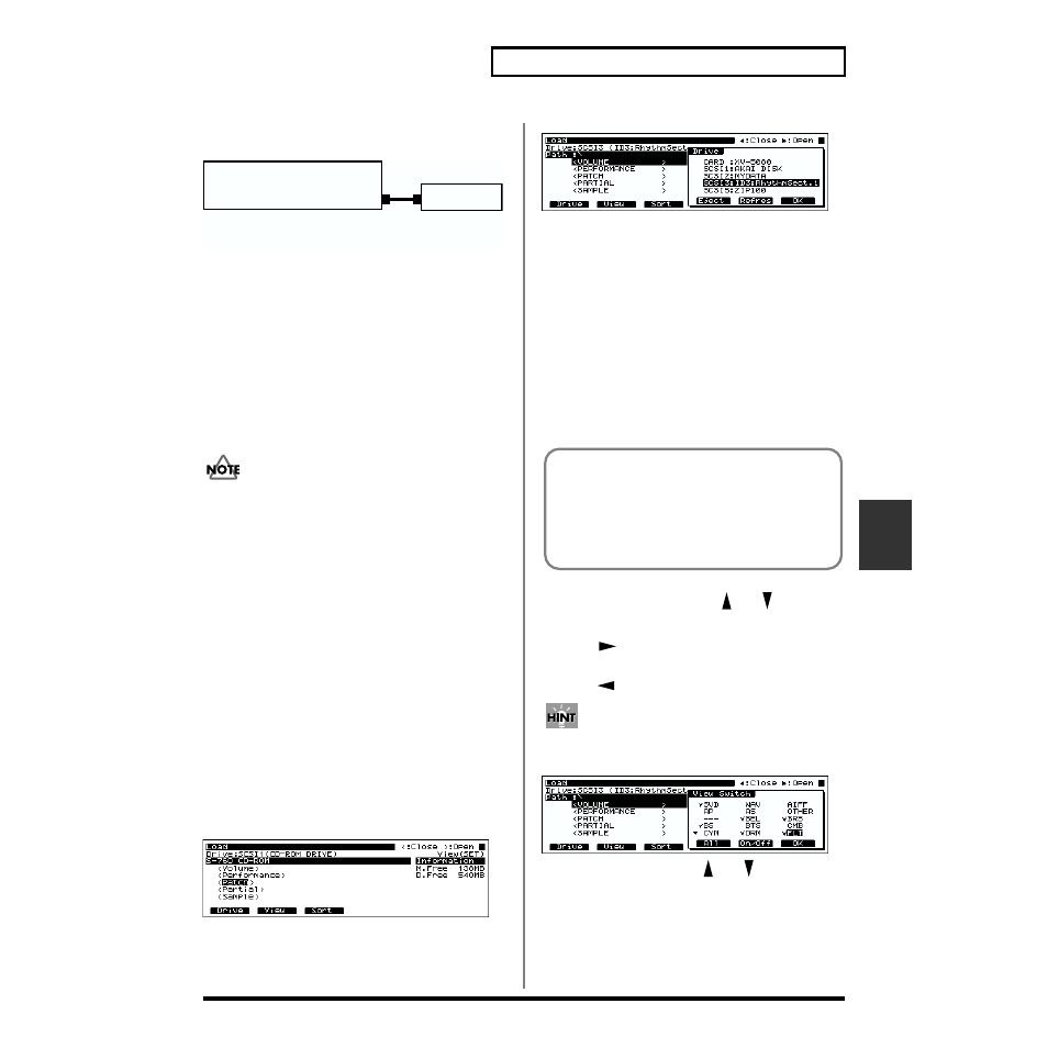 Connecting a cd-rom drive, With sampler libraries, Connecting a cd-rom drive with sampler libraries | Roland XV-5080. User Manual | Page 185 / 312