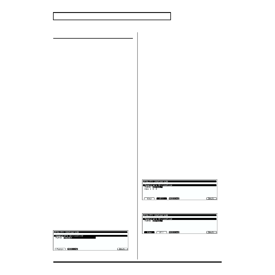 Initializing a sound, For patches or performances, For rhythm sets | For patches or performances for rhythm sets | Roland XV-5080. User Manual | Page 202 / 312