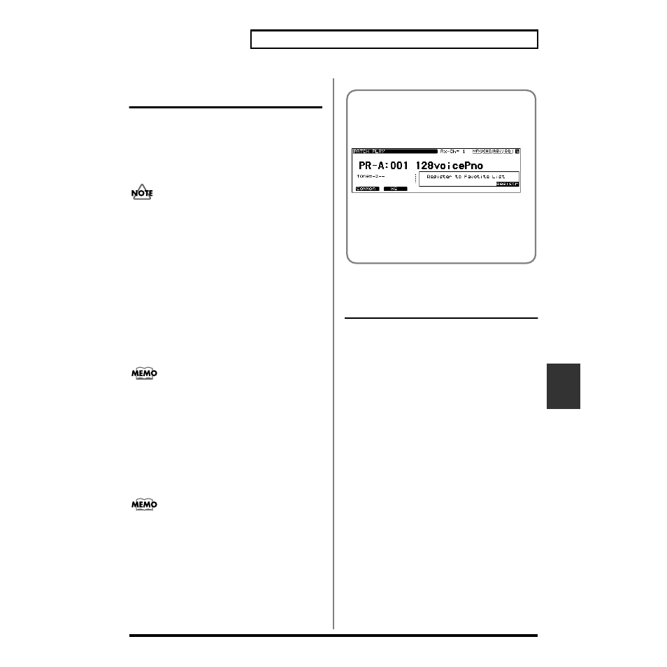 Registering favorite patches in the favorite list, Selecting patches from the favorite list | Roland XV-5080. User Manual | Page 207 / 312