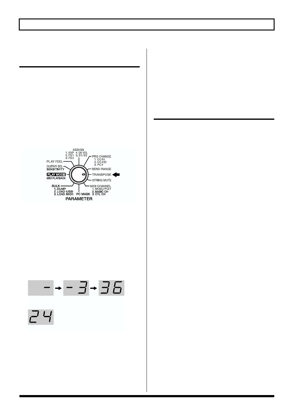 Shifting the pitch of the sound (transpose), Bend range (p. 23), Transpose (p. 23) | 23 chapter 2 creating your own settings (patches) | Roland GI-20 User Manual | Page 23 / 72