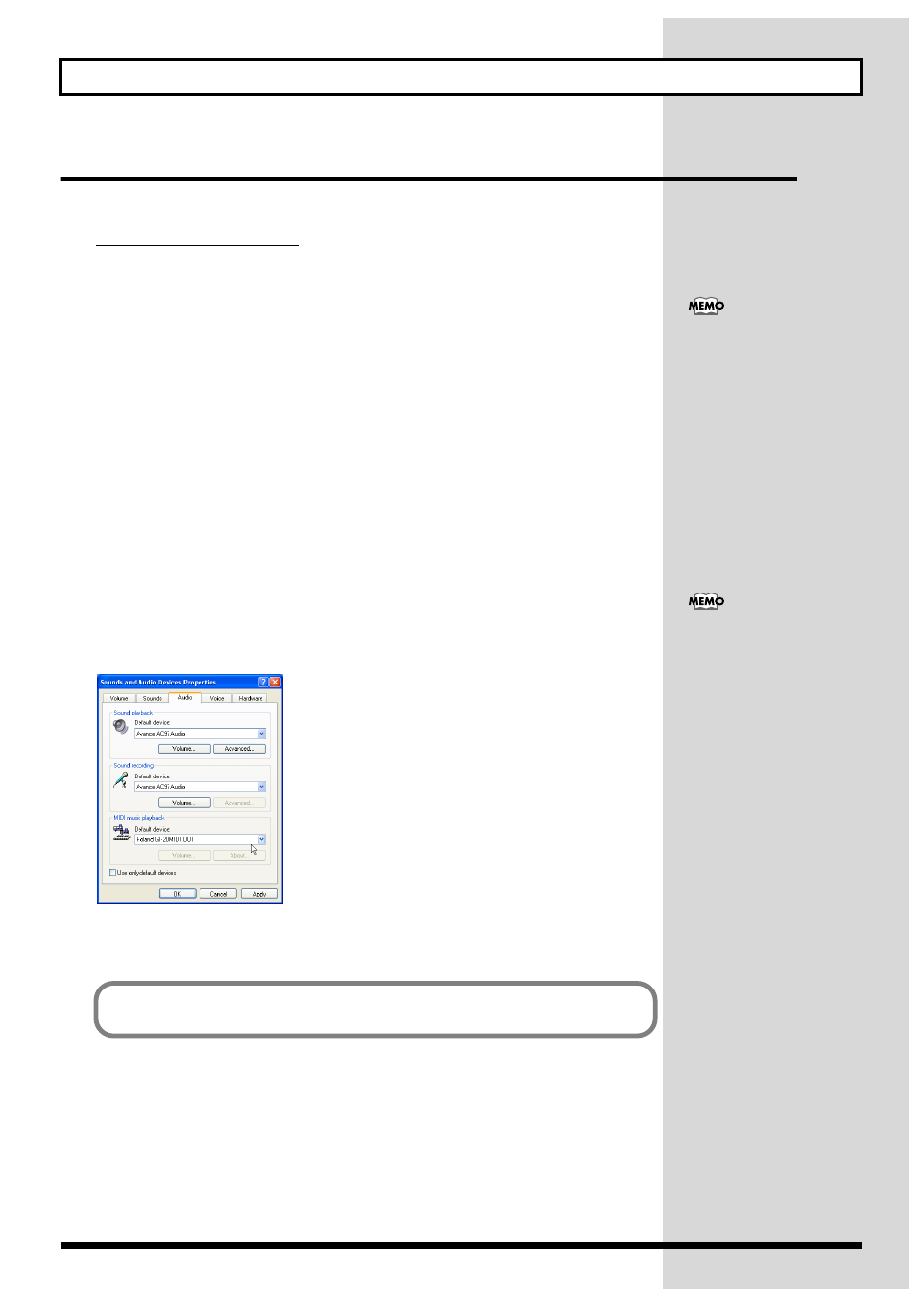 Settings, Midi input and output destinations, 57 installing & setting up the driver (windows) | Roland GI-20 User Manual | Page 57 / 72