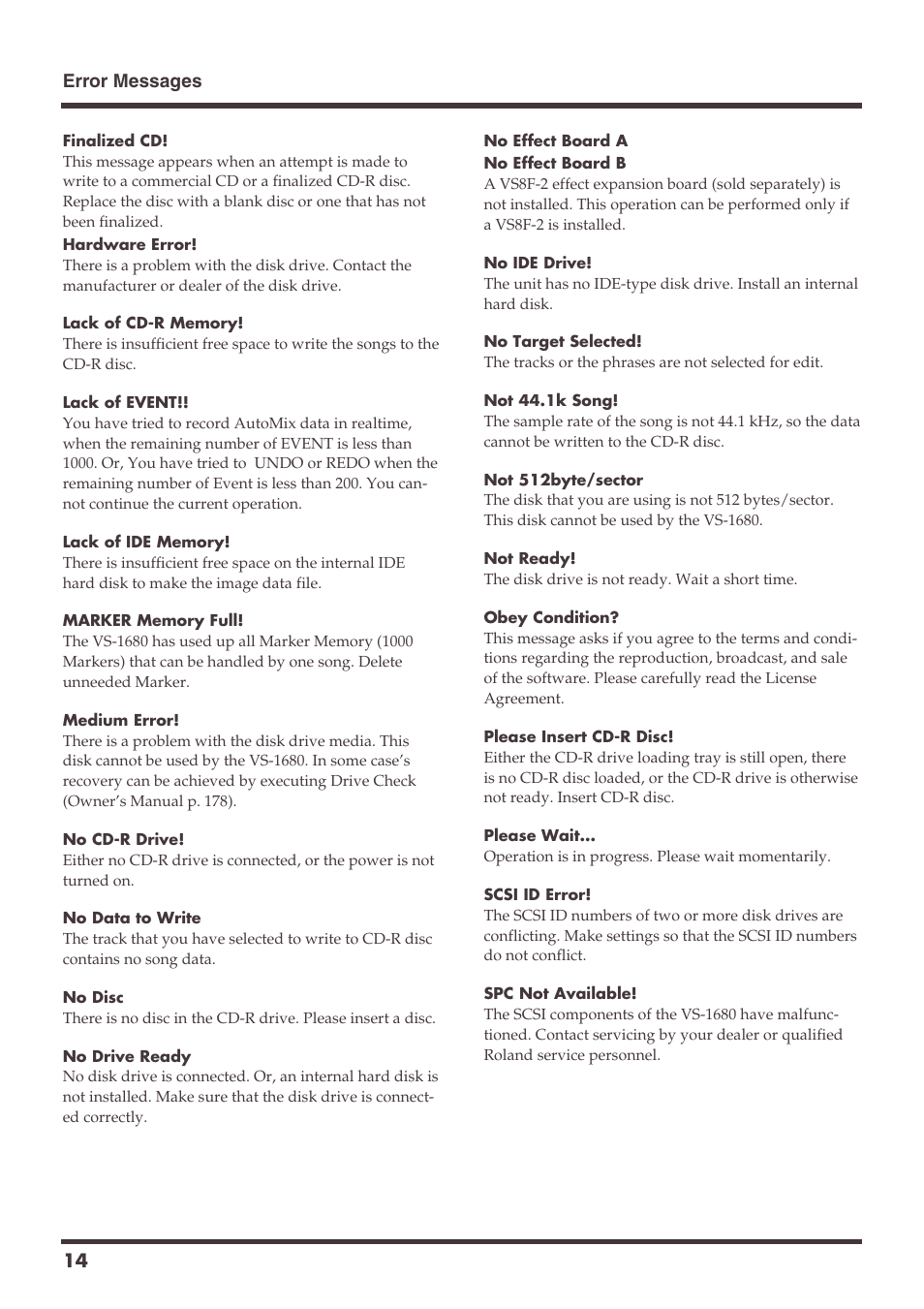 Roland VS-1680 User Manual | Page 14 / 136