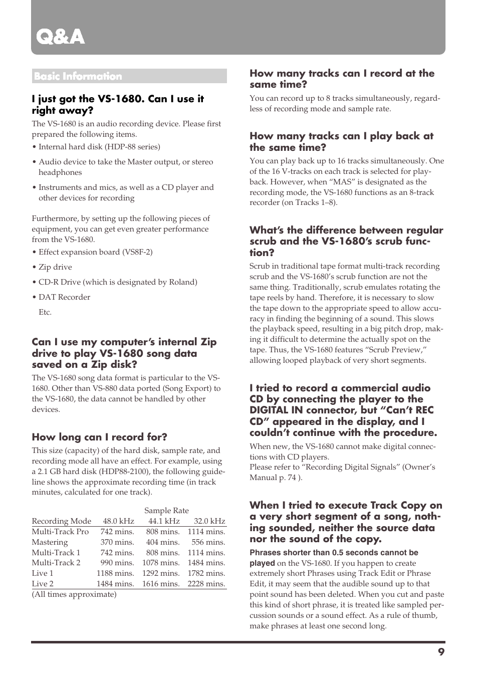Roland VS-1680 User Manual | Page 9 / 136
