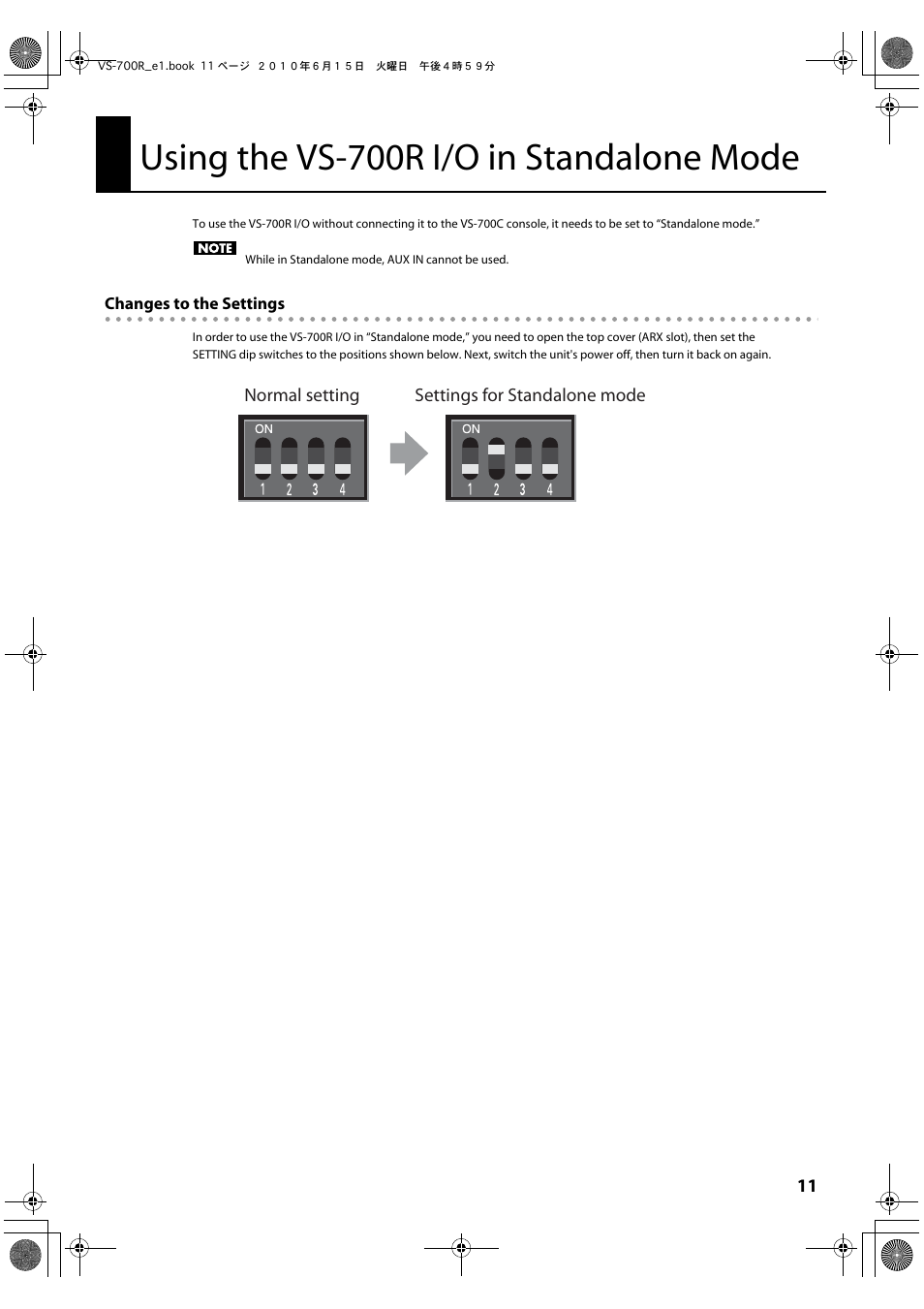 Using the vs-700r i/o in standalone mode | Roland VS-700R User Manual | Page 11 / 32