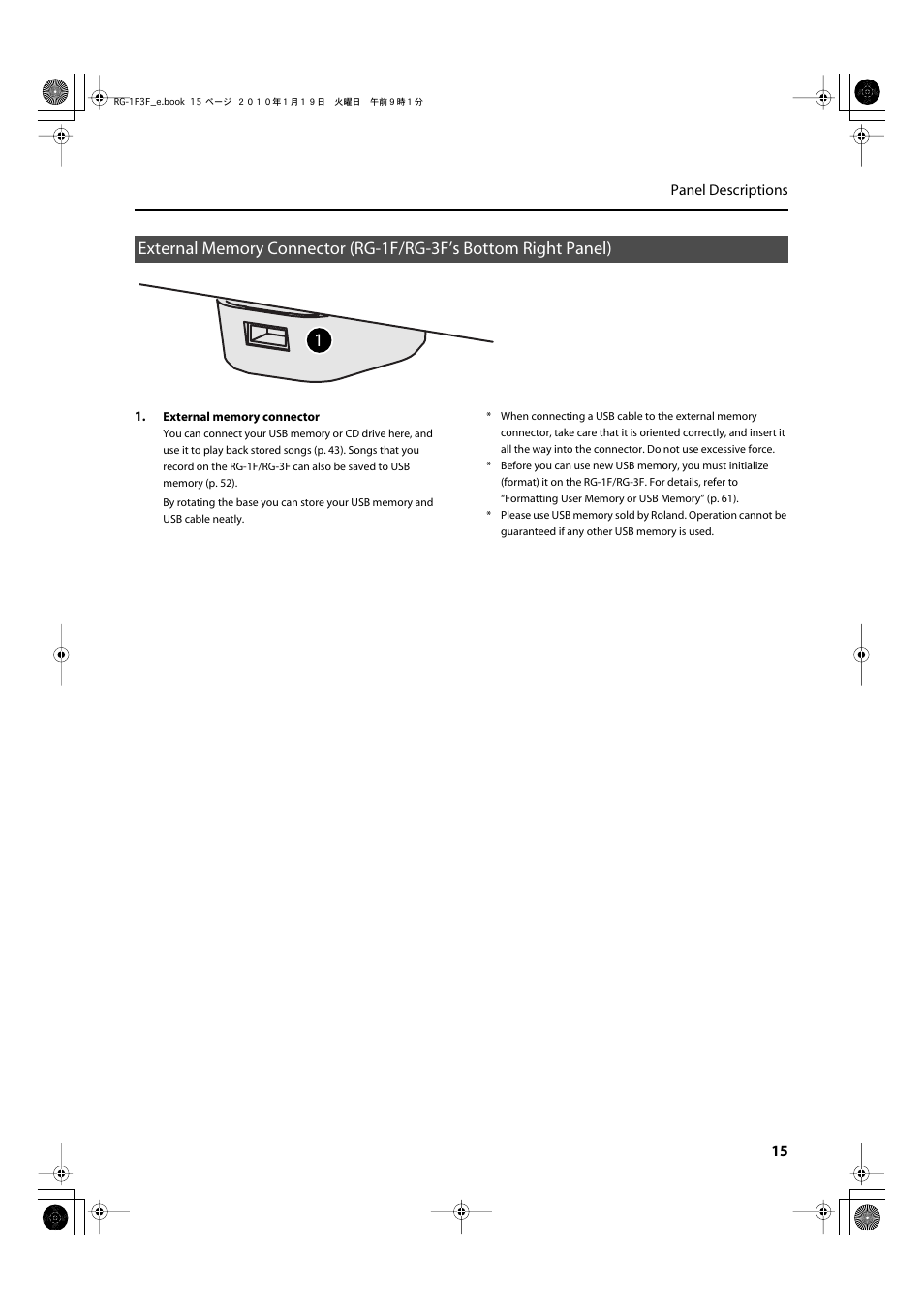 Roland Digital Grand RG-3F User Manual | Page 15 / 100