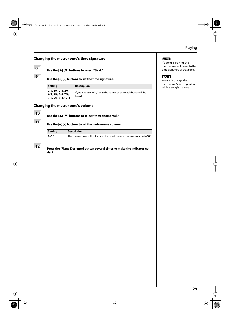 Roland Digital Grand RG-3F User Manual | Page 29 / 100