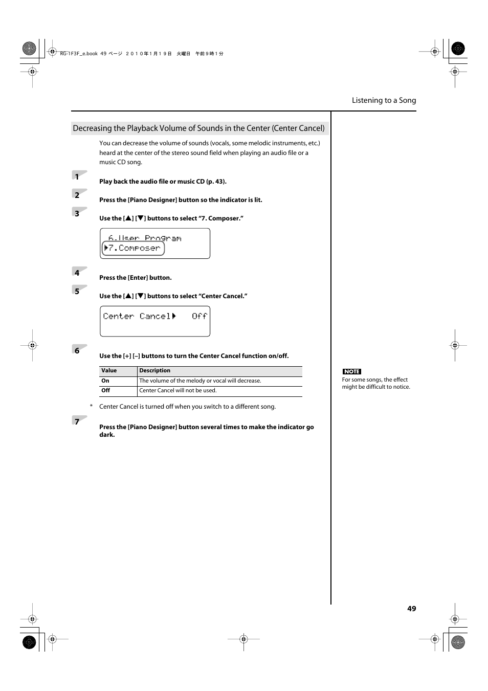 Roland Digital Grand RG-3F User Manual | Page 49 / 100