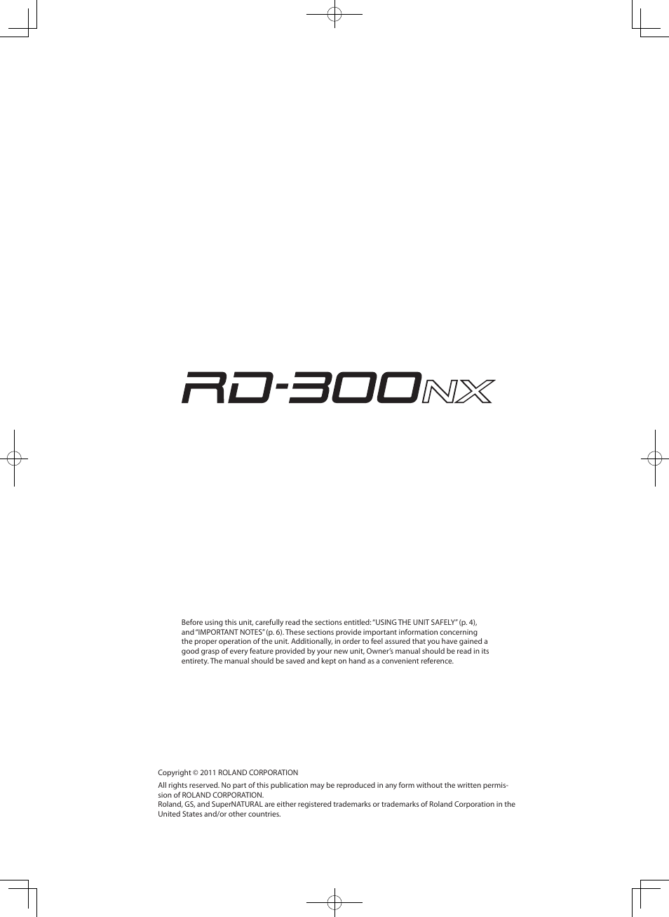 Roland RD-300 User Manual | 92 pages