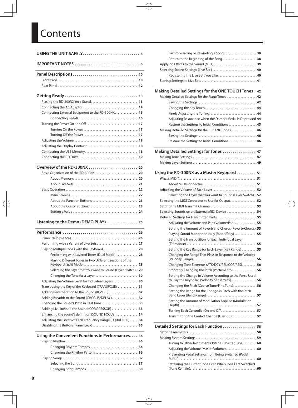 Roland RD-300 User Manual | Page 6 / 92