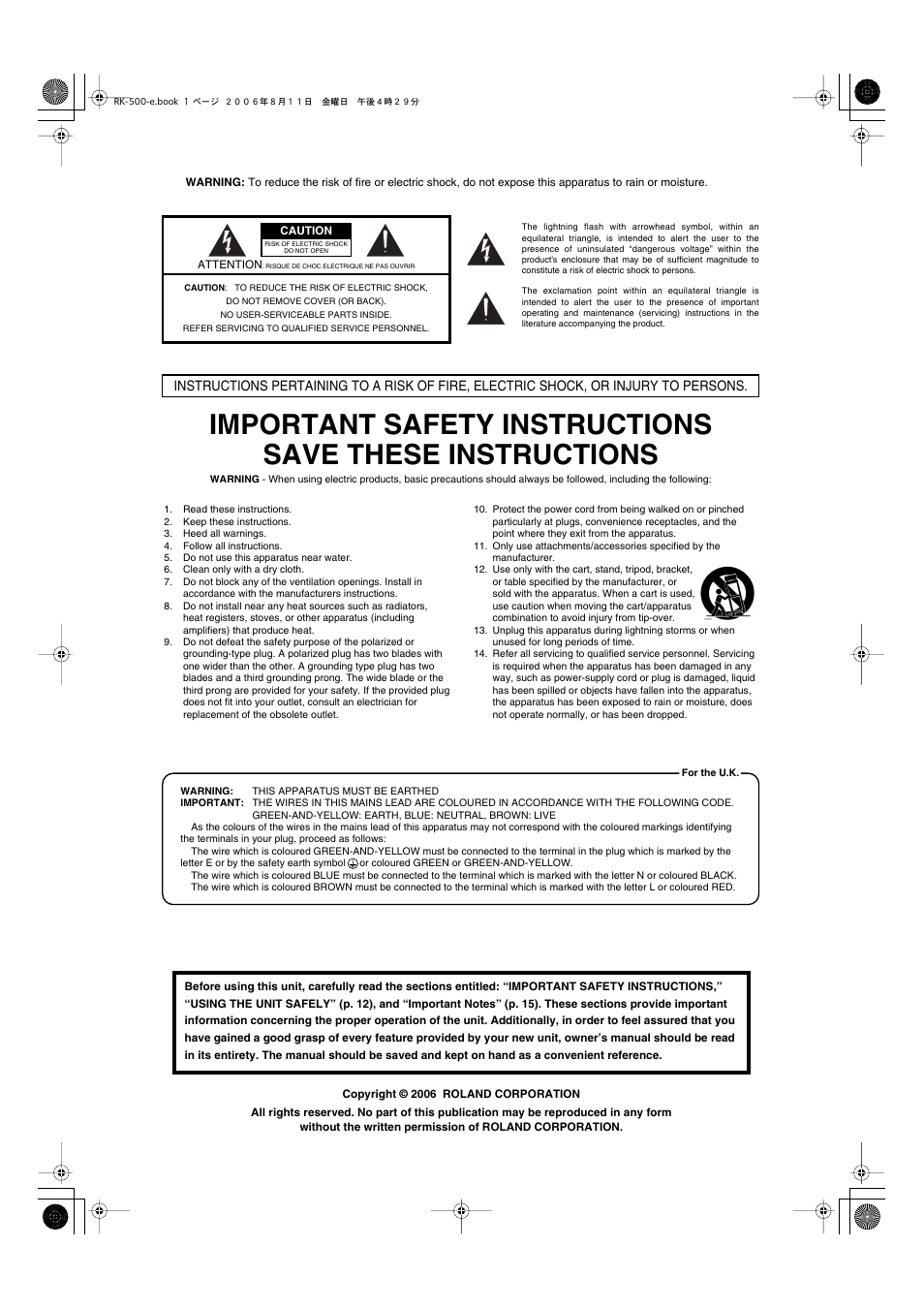 Roland RK-500 User Manual | Page 2 / 166