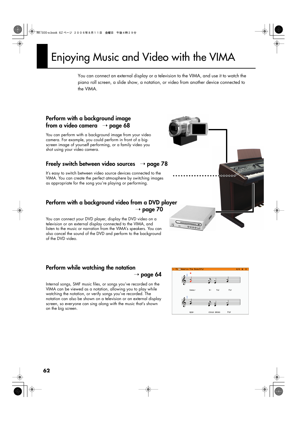 Enjoying music and video with the vima | Roland RK-500 User Manual | Page 63 / 166