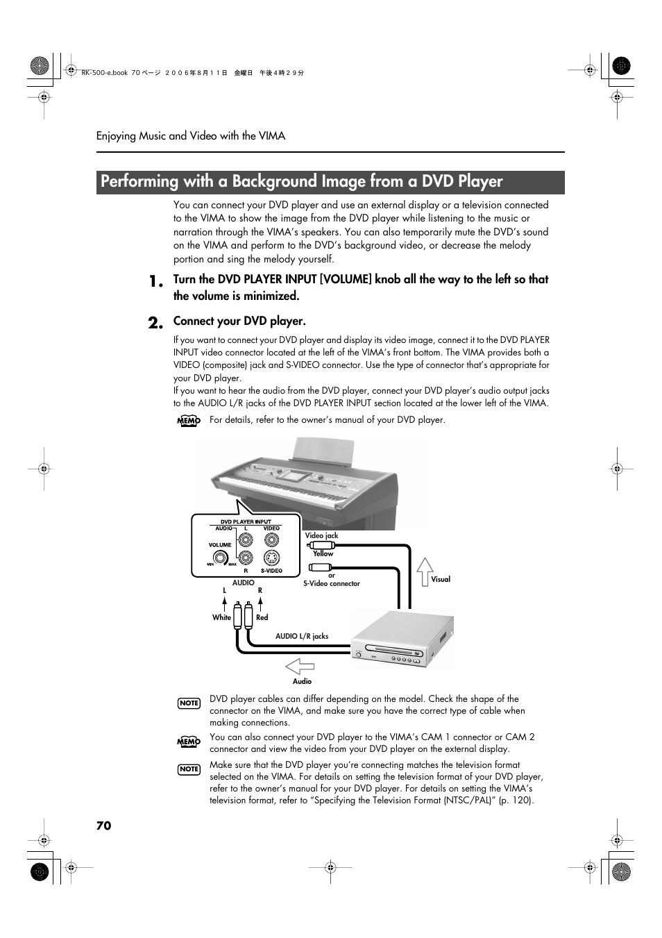 Connect your dvd player | Roland RK-500 User Manual | Page 71 / 166