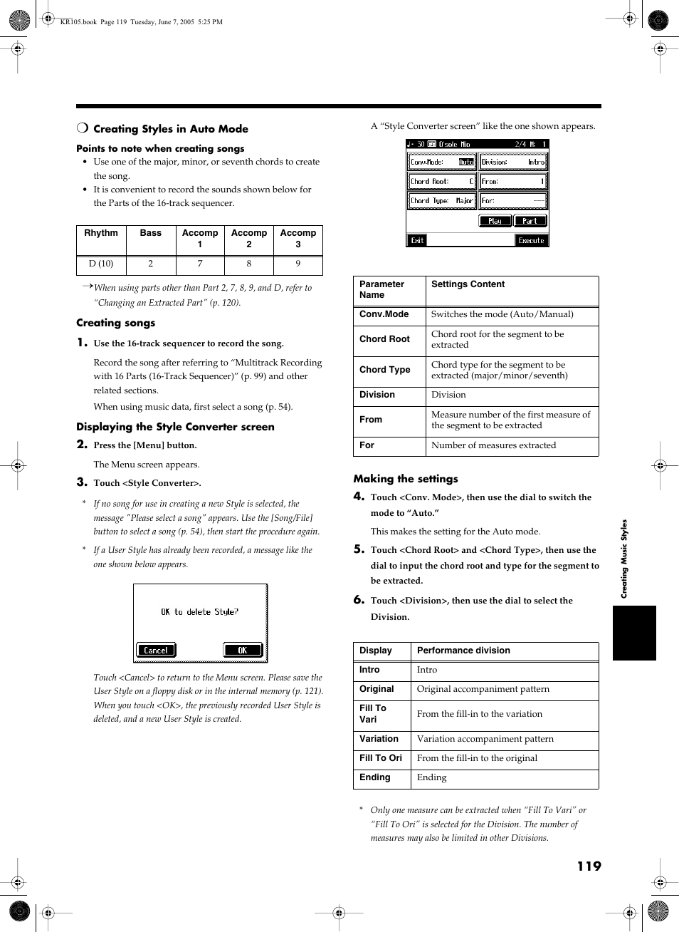 Roland KR105 User Manual | Page 119 / 176
