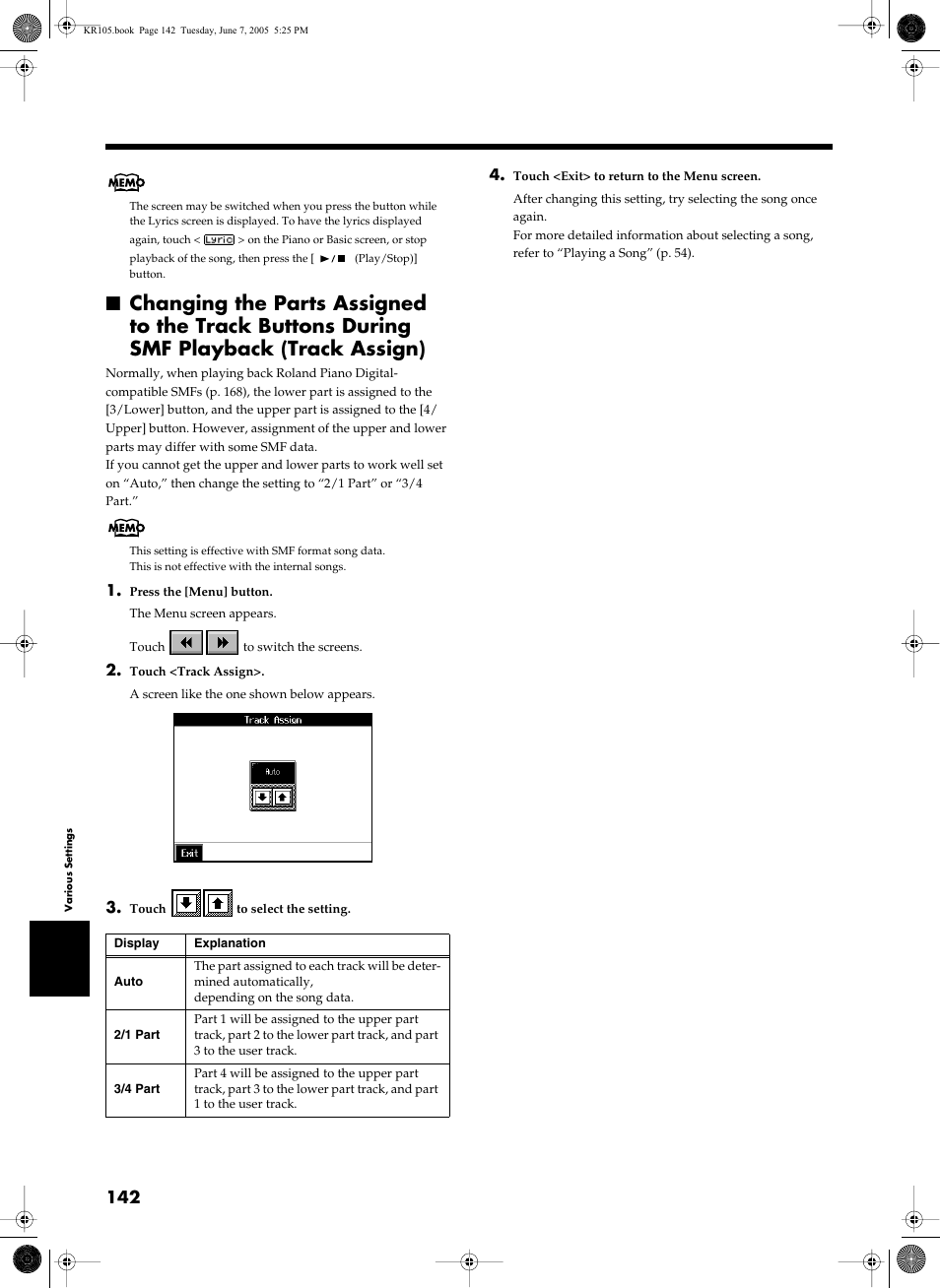 Roland KR105 User Manual | Page 142 / 176