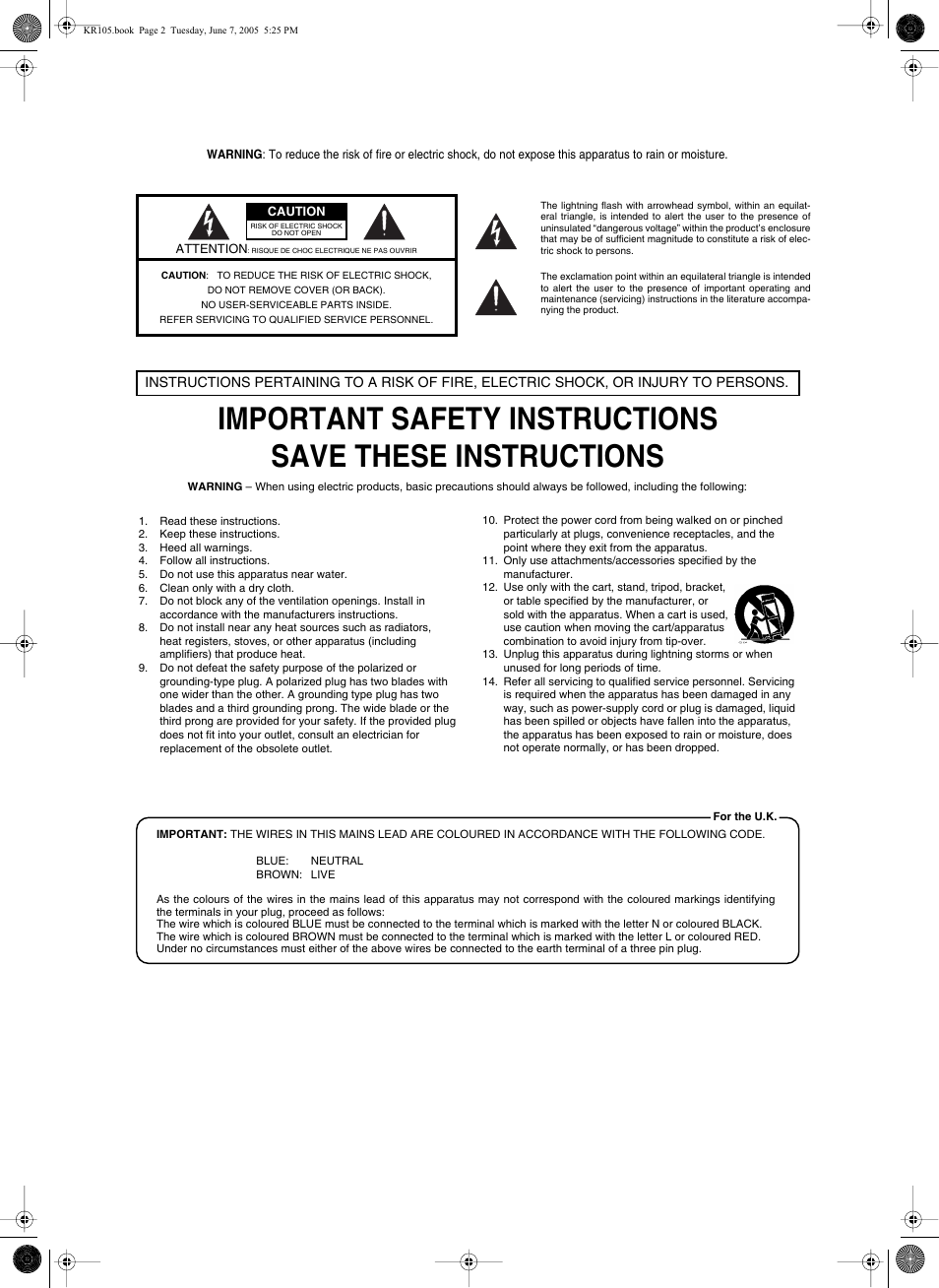 Roland KR105 User Manual | Page 2 / 176