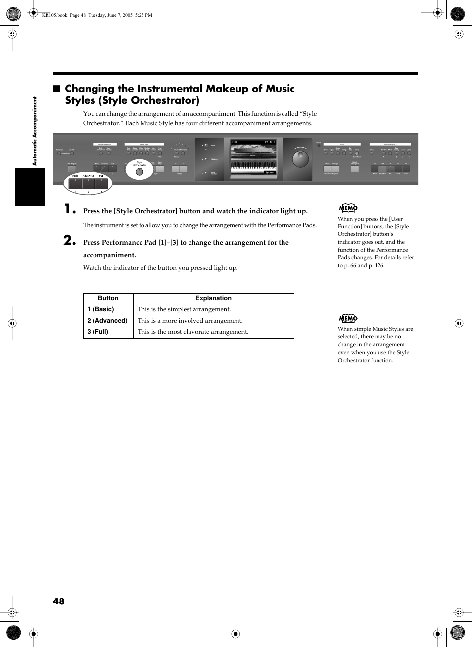 Roland KR105 User Manual | Page 48 / 176